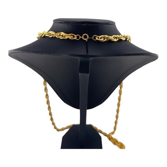 Gold Plated Rope Chain Necklace Textured 12mm 60" - Picture 5 of 10